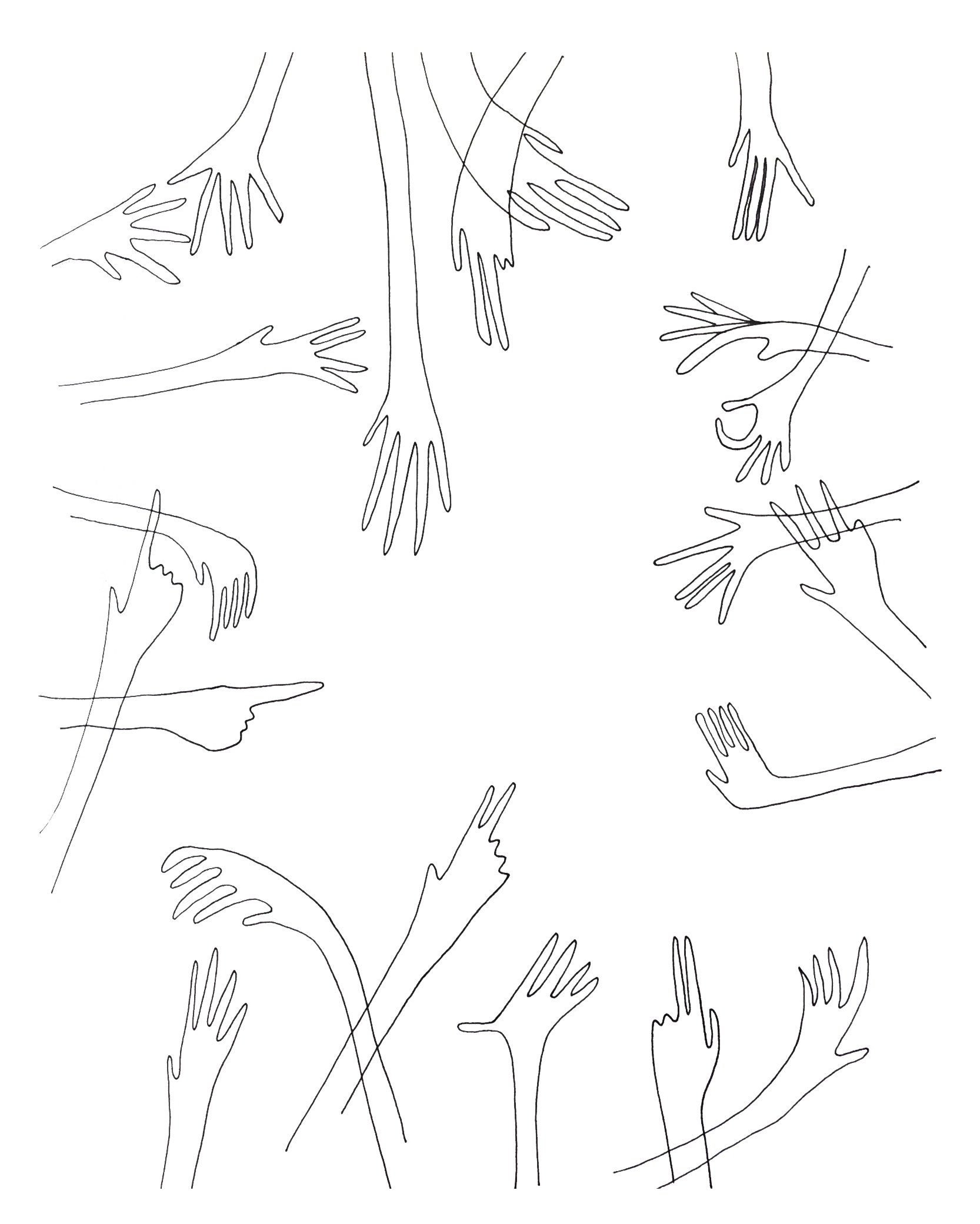 Hands, drawing by Iris Lacoudre